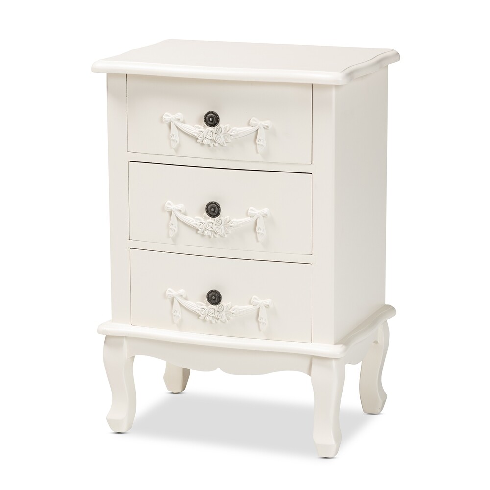 BAXTON STUDIO CALLEN CLASSIC AND TRADITIONAL WHITE FINISHED WOOD 3-DRAWER END TABLE