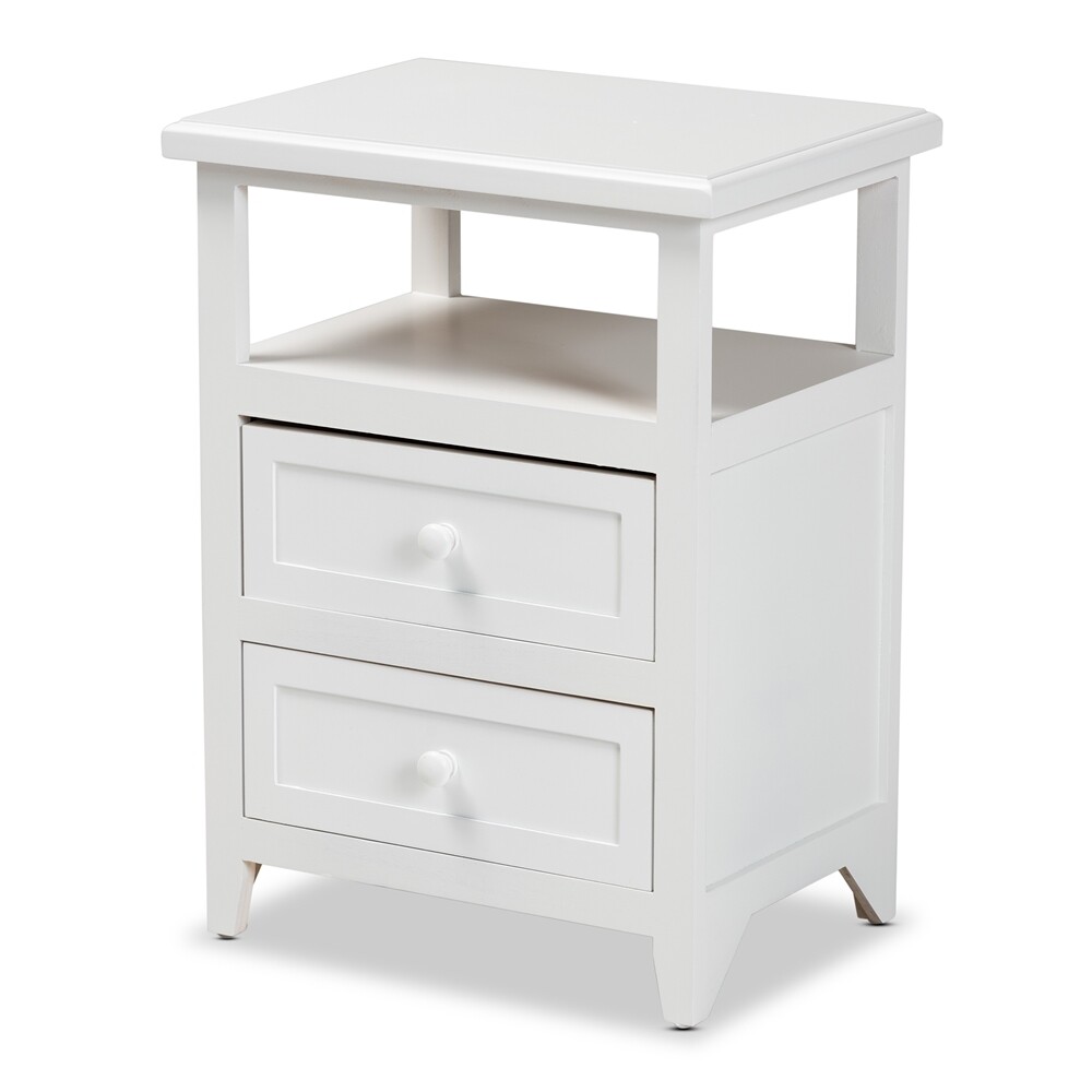 BAXTON STUDIO KARSEN MODERN AND CONTEMPORARY WHITE FINISHED WOOD 2-DRAWER END TABLE