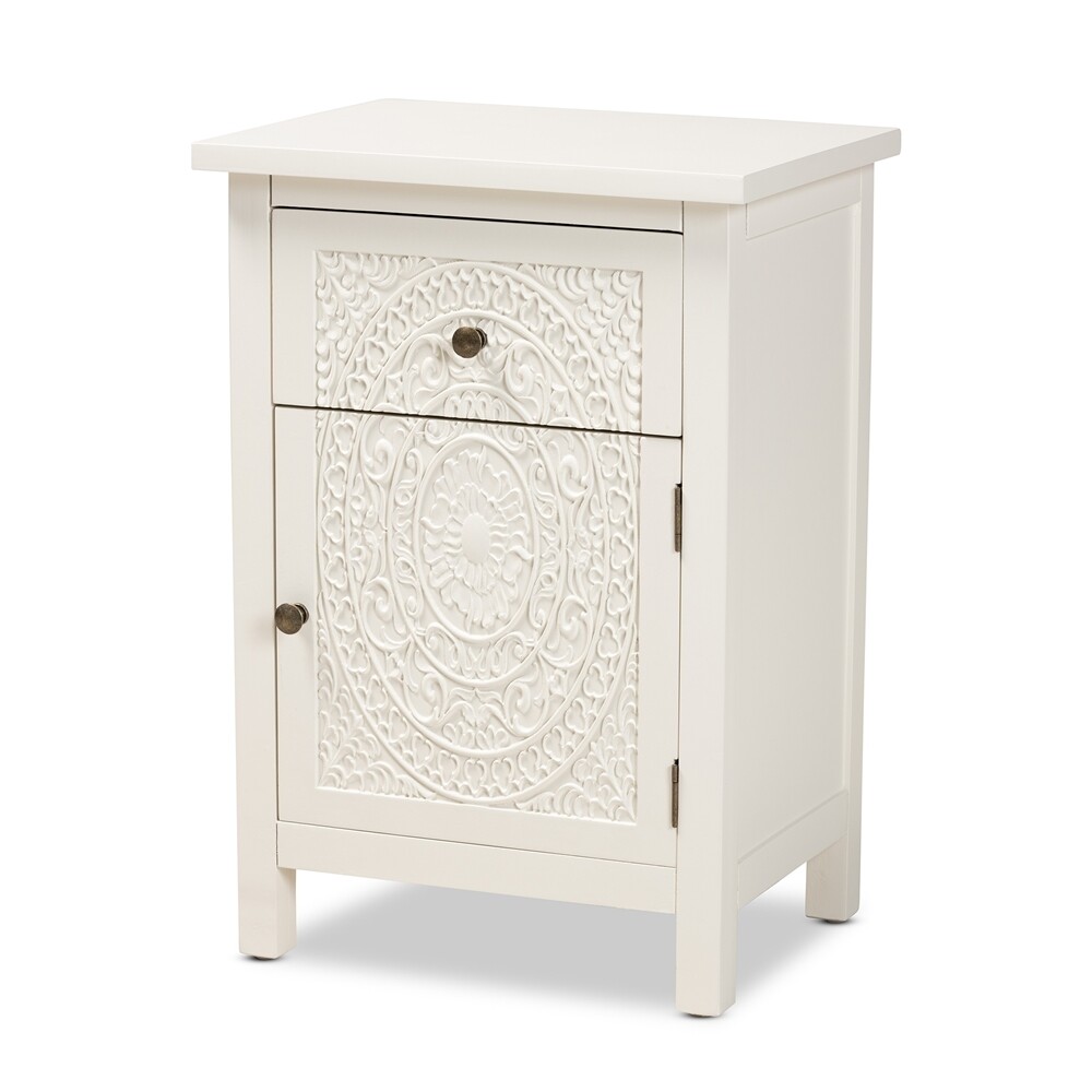 BAXTON STUDIO LAMBERT CLASSIC AND TRADITIONAL WHITE FINISHED WOOD 1-DRAWER END TABLE