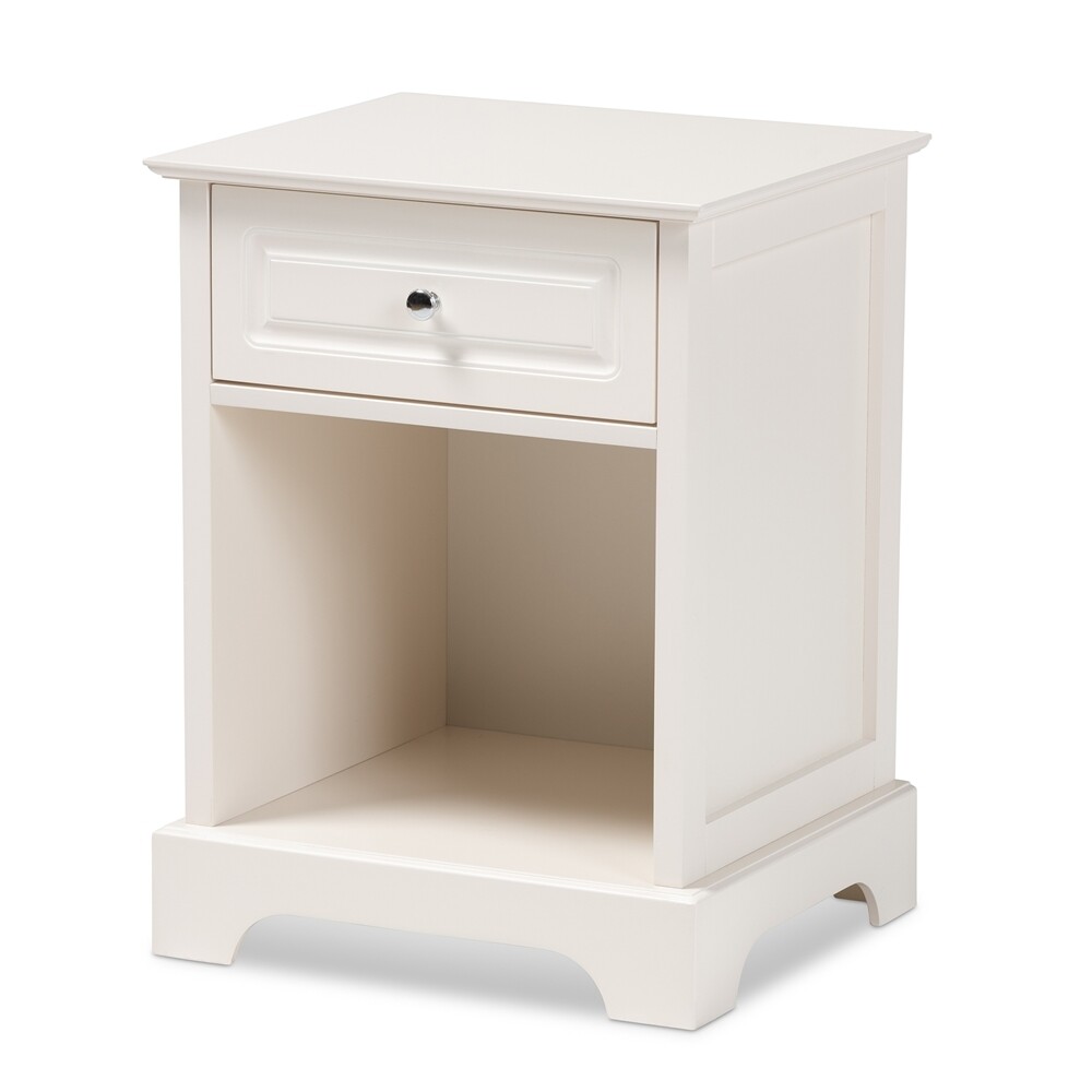 BAXTON STUDIO CHASE MODERN TRANSITIONAL WHITE FINISHED 1-DRAWER WOOD END TABLE