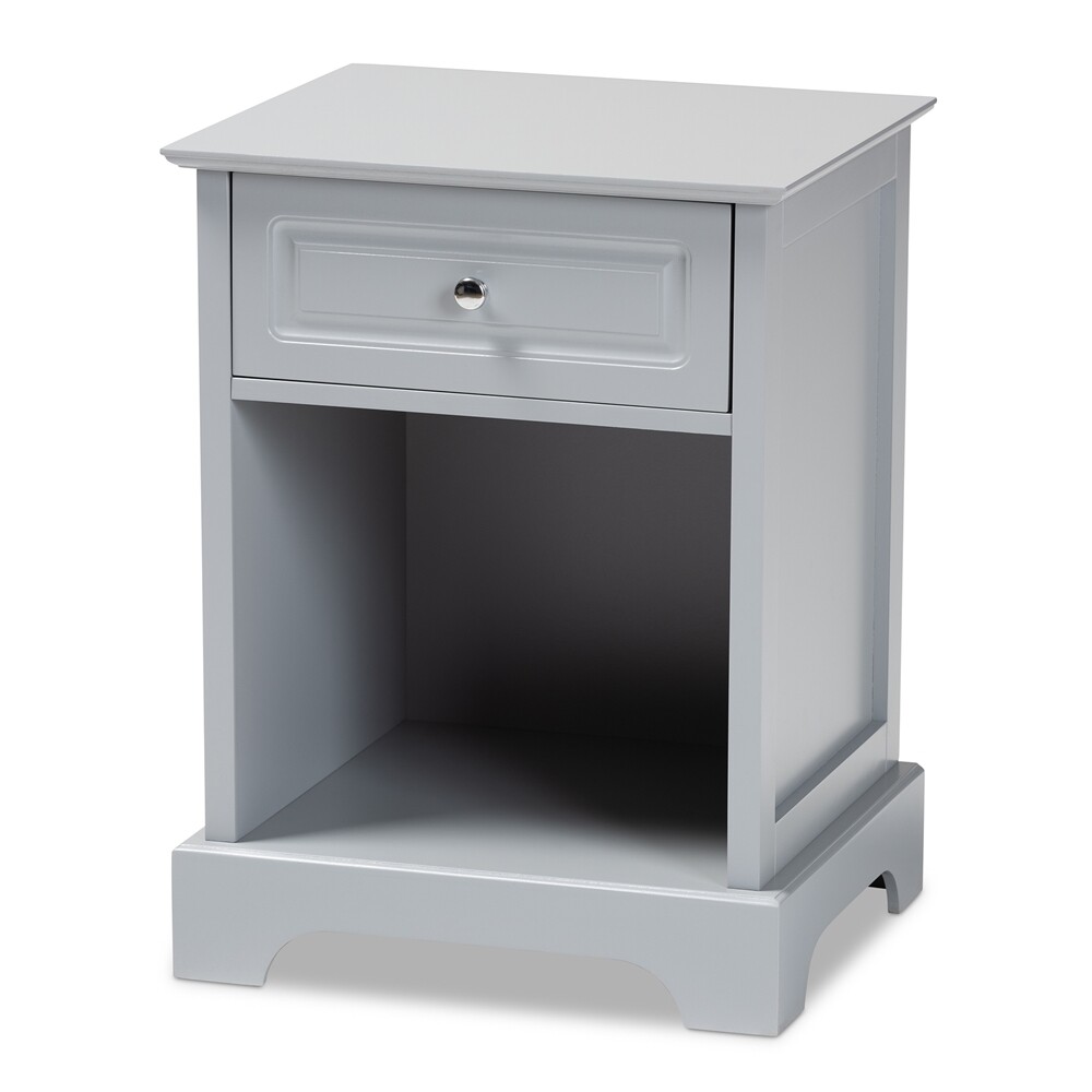 BAXTON STUDIO CHASE MODERN TRANSITIONAL LIGHT GREY FINISHED 1-DRAWER WOOD END TABLE