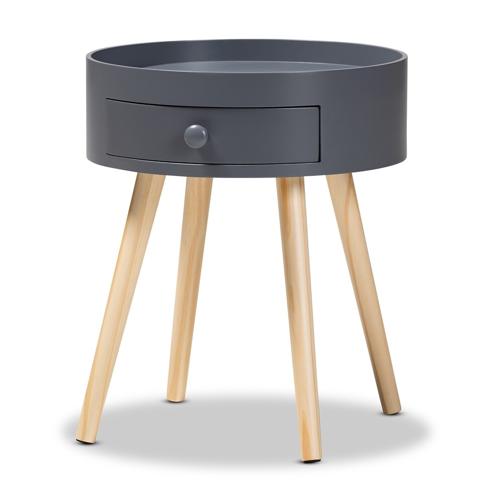 BAXTON STUDIO JESSEN MID-CENTURY MODERN GRAY 1-DRAWER WOOD END TABLE