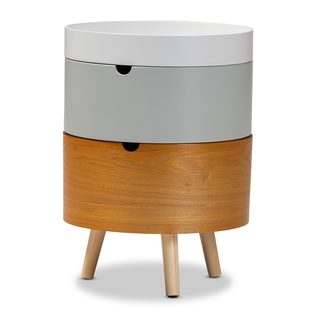 BAXTON STUDIO ELISON MID-CENTURY MODERN MULTI COLOR 3-TIER WOOD END TABLE