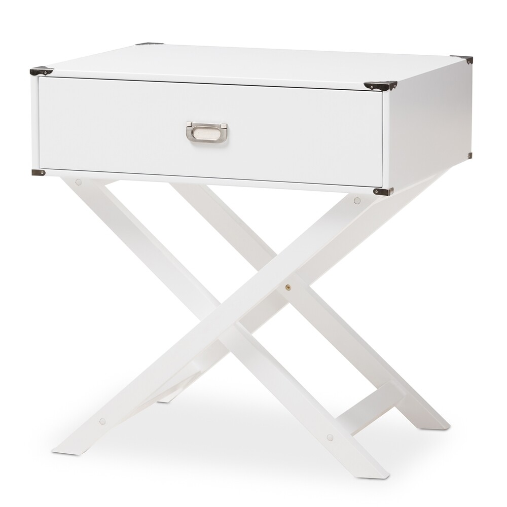 BAXTON STUDIO CURTICE MODERN AND CONTEMPORARY WHITE 1-DRAWER WOODEN END TABLE
