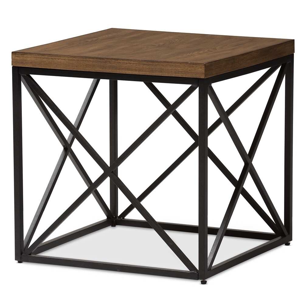 BAXTON STUDIO HOLDEN VINTAGE INDUSTRIAL ANTIQUE BRONZE END TABLE