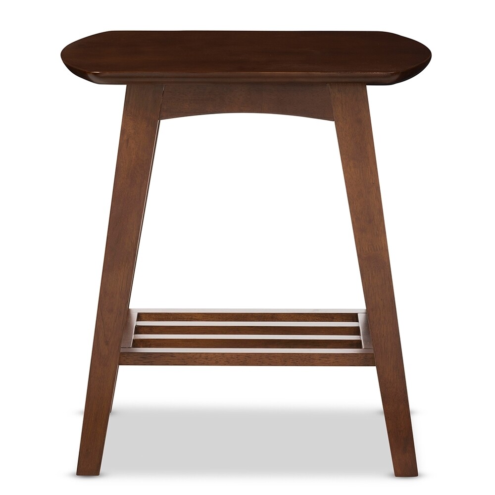 BAXTON STUDIO SACRAMENTO MID-CENTURY MODERN SCANDINAVIAN STYLE DARK WALNUT END TABLE