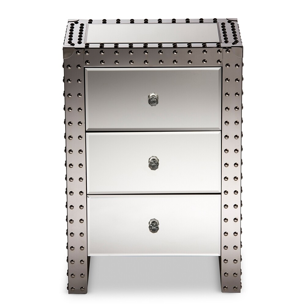 BAXTON STUDIO AZURA MODERN AND CONTEMPORARY HOLLYWOOD REGENCY GLAMOUR STYLE END TABLE END TABLE