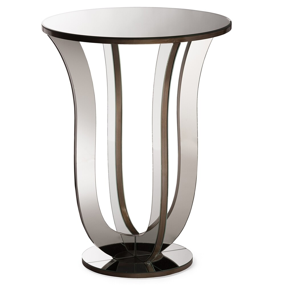 BAXTON STUDIO KYLIE MODERN AND CONTEMPORARY HOLLYWOOD REGENCY GLAMOUR STYLE MIRRORED ACCENT SIDE TABLE