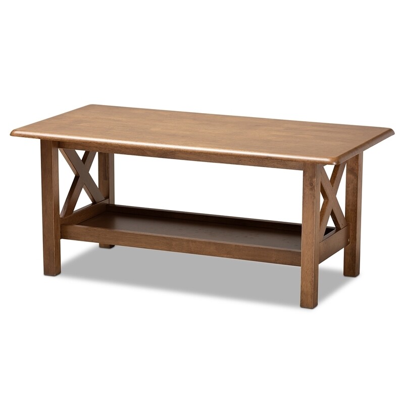 BAXTON STUDIO REESE TRADITIONAL TRANSITIONAL WALNUT BROWN FINISHED RECTANGULAR WOOD COFFEE TABLE