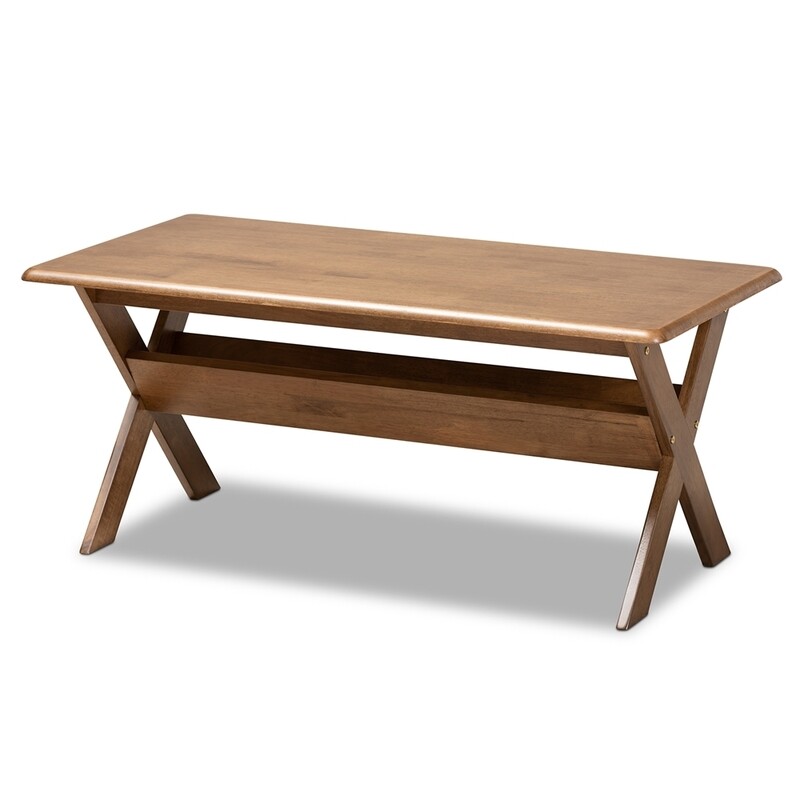 BAXTON STUDIO SARAI MODERN TRANSITIONAL WALNUT BROWN FINISHED RECTANGULAR WOOD COFFEE TABLE