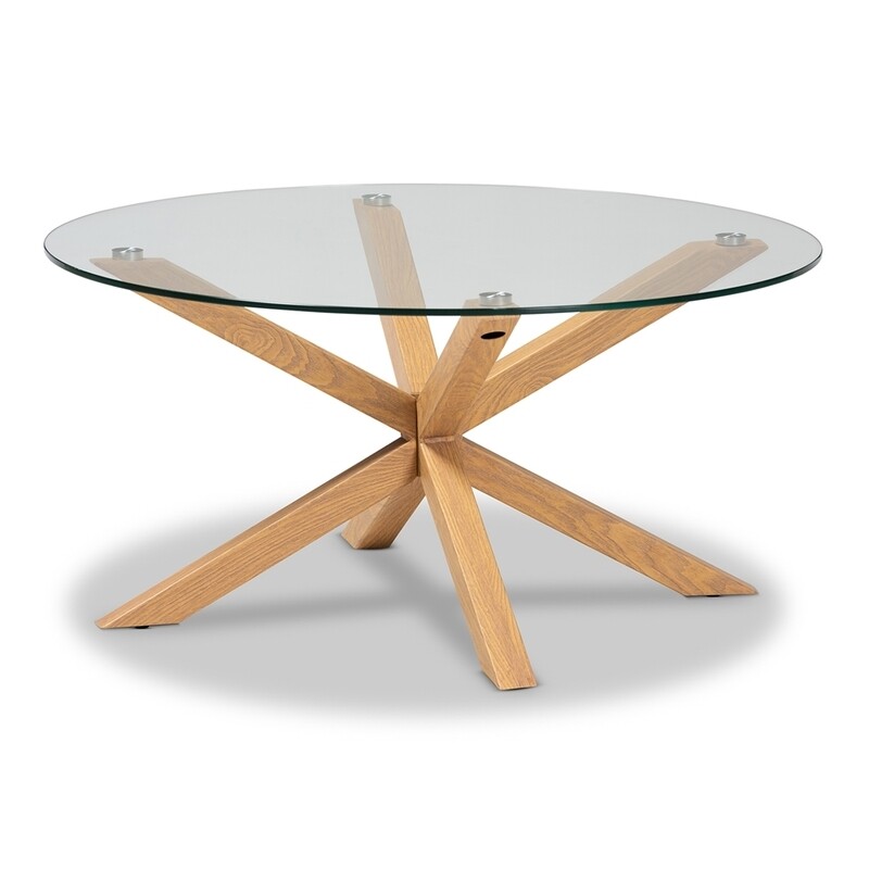 BAXTON STUDIO LIDA MODERN AND CONTEMPORARY GLASS AND WOOD FINISHED COFFEE TABLE