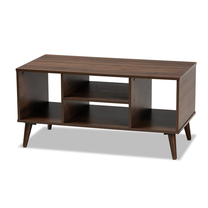 BAXTON STUDIO LINAS MID-CENTURY MODERN WALNUT FINISHED COFFEE TABLE