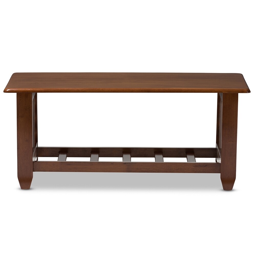 BAXTON STUDIO LARISSA MODERN CLASSIC MISSION STYLE CHERRY FINISHED BROWN WOOD LIVING ROOM OCCASIONAL COFFEE TABLE