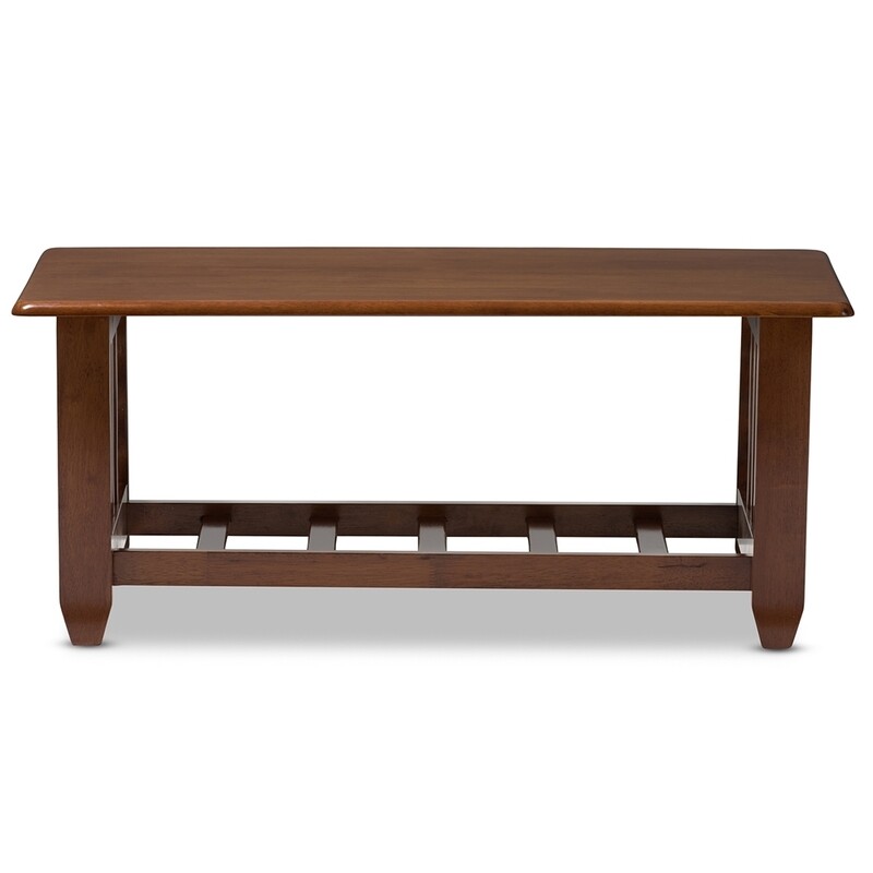 BAXTON STUDIO LARISSA MODERN CLASSIC MISSION STYLE CHERRY FINISHED BROWN WOOD LIVING ROOM OCCASIONAL COFFEE TABLE