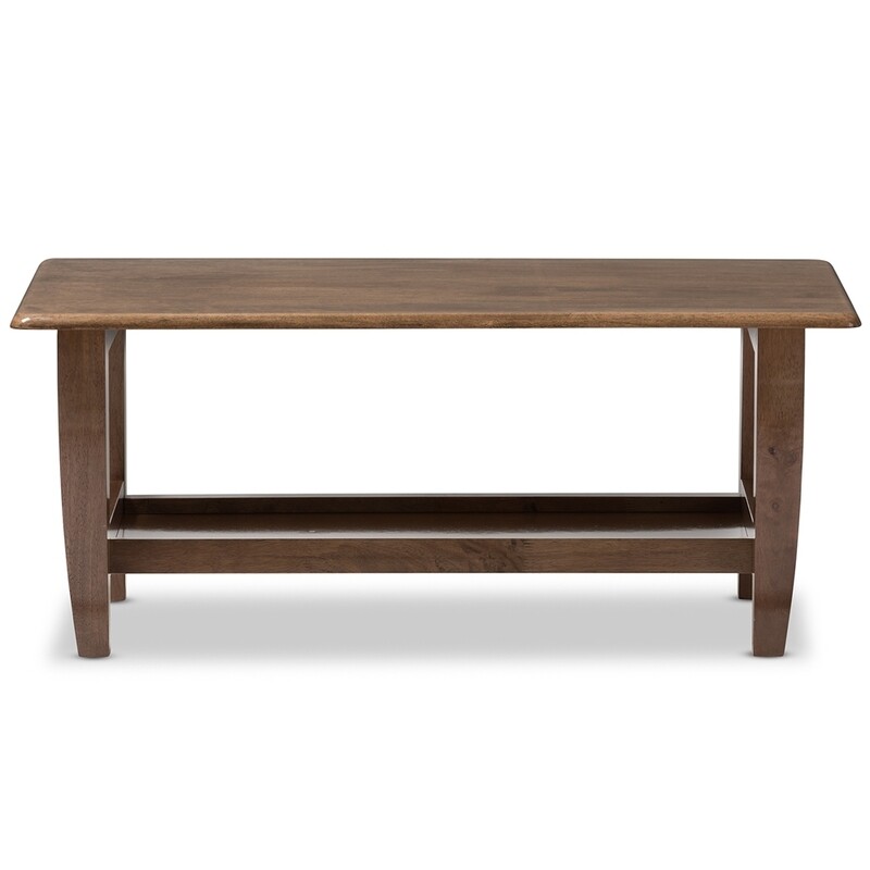 BAXTON STUDIO PIERCE MID-CENTURY MODERN WALNUT FINISHED BROWN WOOD COFFEE TABLE