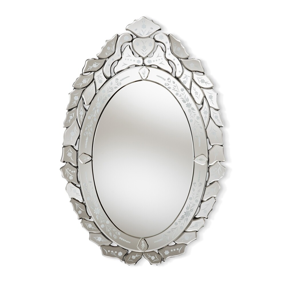 BAXTON STUDIO LIVIA CLASSIC AND TRADITIONAL SILVER FINISHED VENETIAN STYLE ACCENT WALL MIRROR