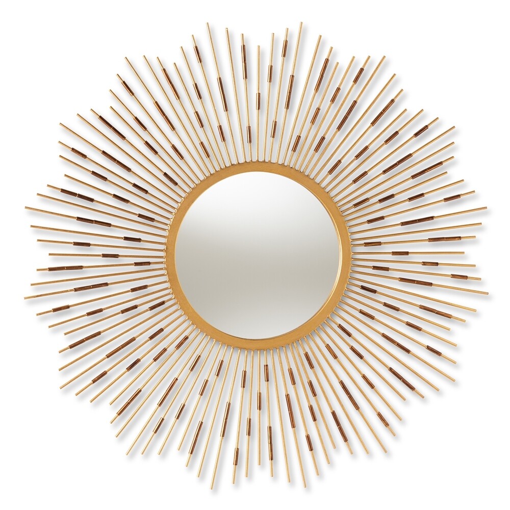 BAXTON STUDIO APOLLONIA MODERN AND CONTEMPORARY GOLD FINISHED SUNBURST ACCENT WALL MIRROR