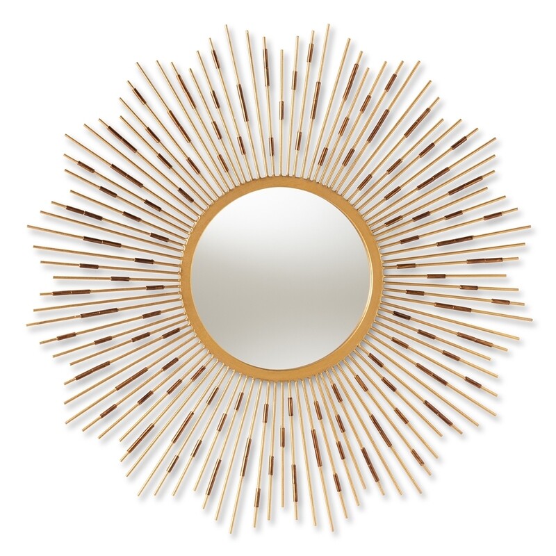BAXTON STUDIO APOLLONIA MODERN AND CONTEMPORARY GOLD FINISHED SUNBURST ACCENT WALL MIRROR