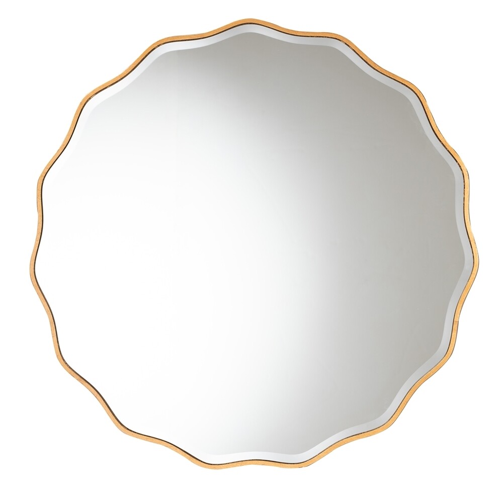 BAXTON STUDIO WESTON MODERN GLAM AND LUXE ANTIQUE GOLDLEAF FINISHED WOOD ACCENT WALL MIRROR