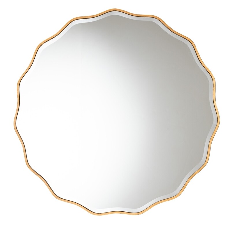 BAXTON STUDIO WESTON MODERN GLAM AND LUXE ANTIQUE GOLDLEAF FINISHED WOOD ACCENT WALL MIRROR