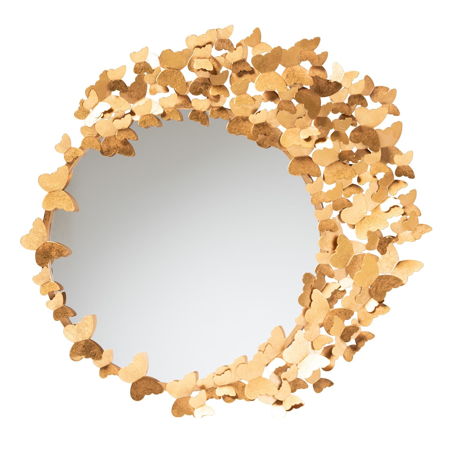BAXTON STUDIO TAURIEL MODERN GLAM AND LUXE ANTIQUE GOLDLEAF METAL BUTTERFLY ACCENT WALL MIRROR