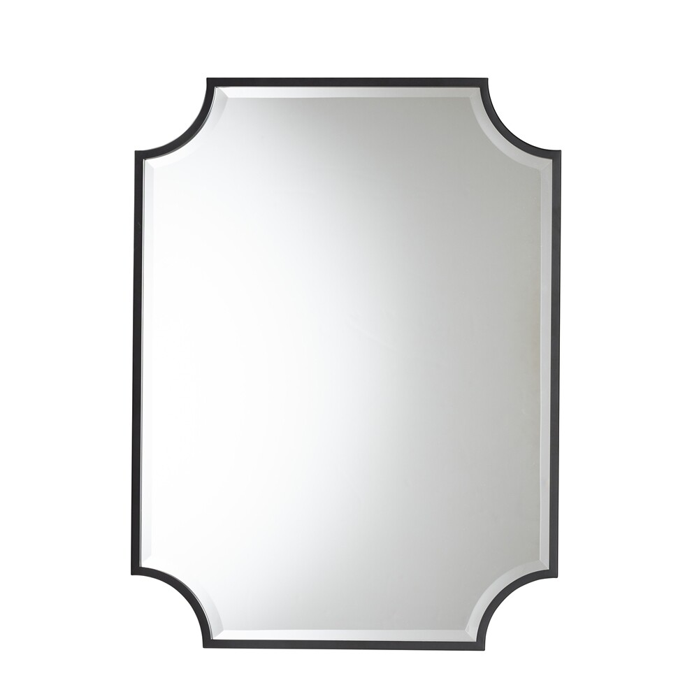 BAXTON STUDIO PARCENET MODERN BLACK FINISHED METAL ACCENT WALL MIRROR