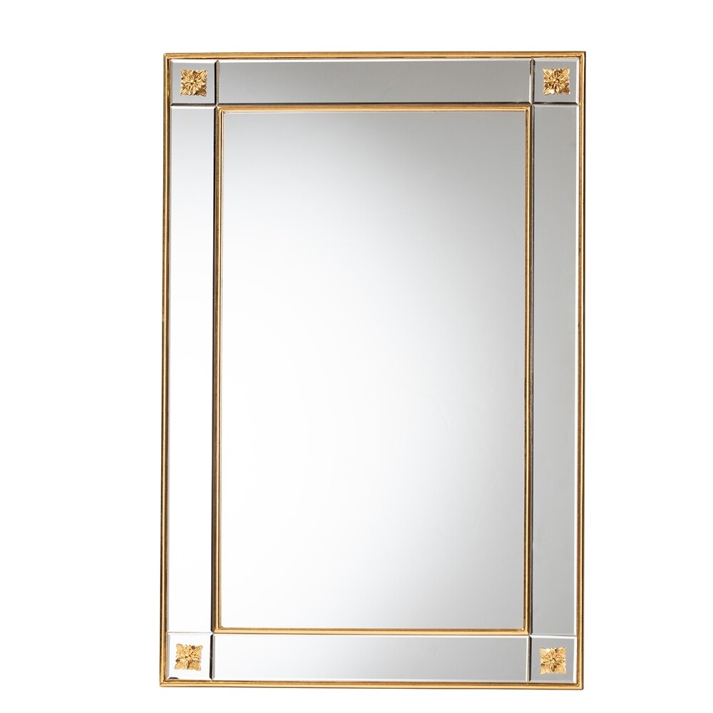 BAXTON STUDIO IARA MODERN GLAM AND LUXE ANTIQUE GOLDLEAF FINISHED WOOD ACCENT WALL MIRROR