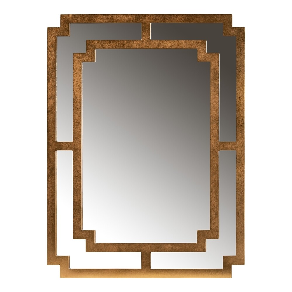 BAXTON STUDIO DAYANA MODERN AND CONTEMPORARY ANTIQUE GOLD FINISHED WOOD ACCENT WALL MIRROR