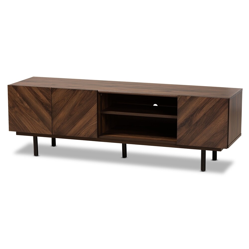 BAXTON STUDIO BERIT MID-CENTURY MODERN WALNUT BROWN FINISHED WOOD TV STAND