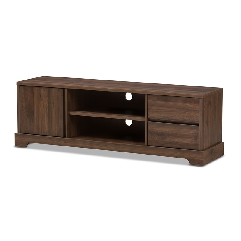 BAXTON STUDIO BURNWOOD MODERN AND CONTEMPORARY WALNUT BROWN FINISHED WOOD TV STAND