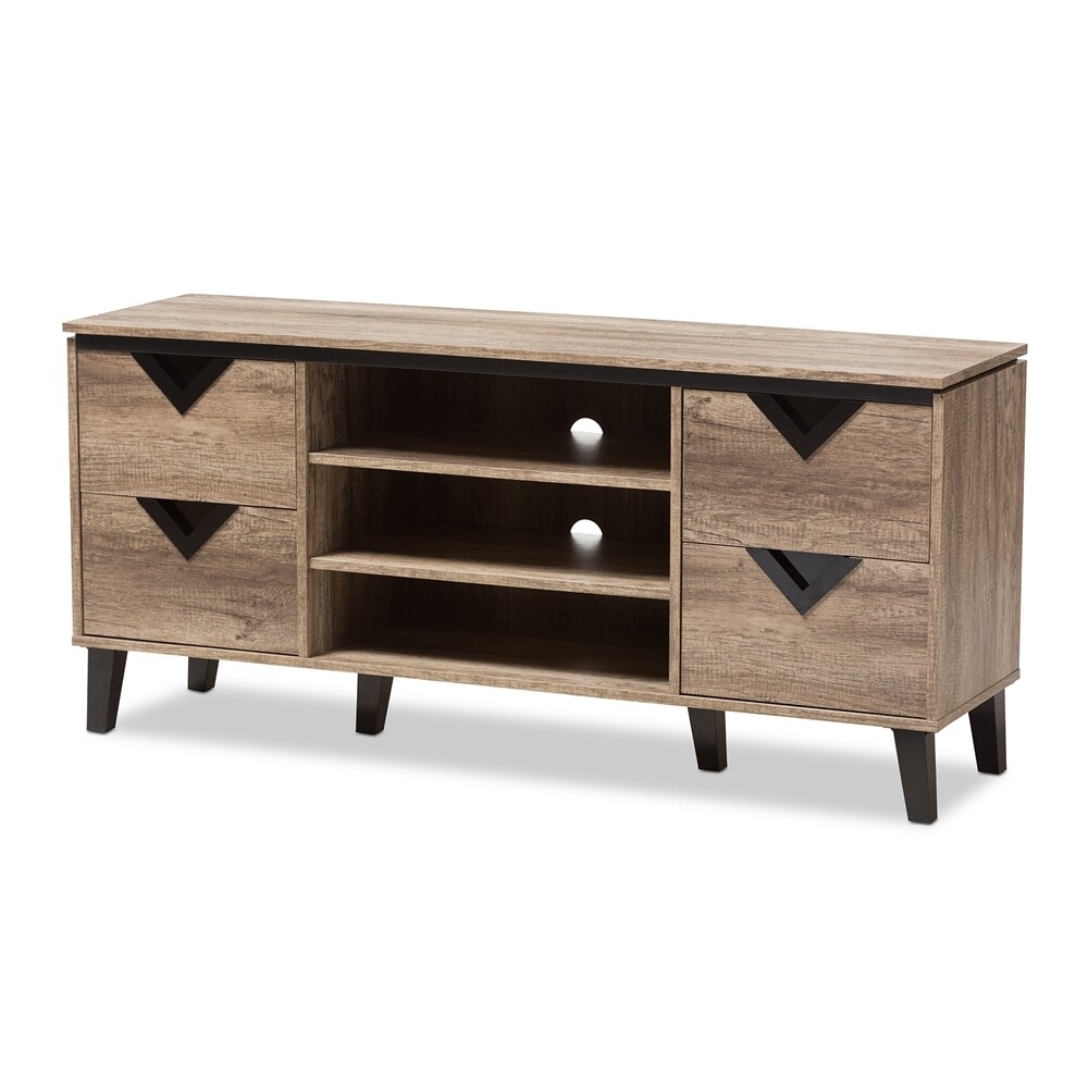 BAXTON STUDIO BEACON MODERN AND CONTEMPORARY LIGHT BROWN WOOD 55-INCH TV STAND