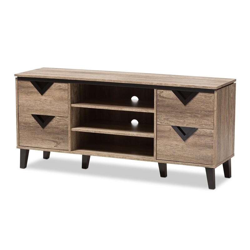 BAXTON STUDIO BEACON MODERN AND CONTEMPORARY LIGHT BROWN WOOD 55-INCH TV STAND