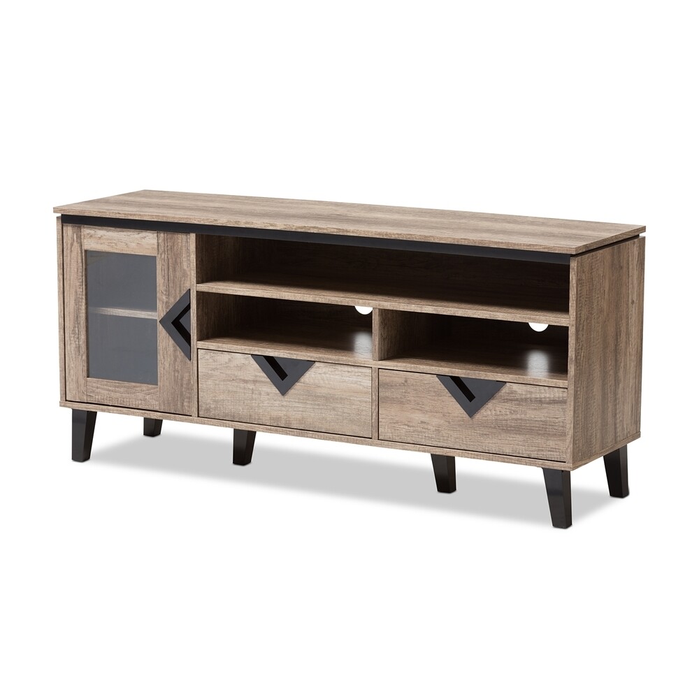 BAXTON STUDIO CARDIFF MODERN AND CONTEMPORARY LIGHT BROWN WOOD 55-INCH TV STAND