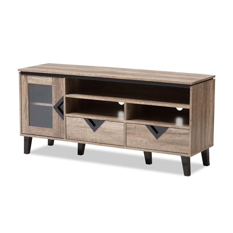 BAXTON STUDIO CARDIFF MODERN AND CONTEMPORARY LIGHT BROWN WOOD 55-INCH TV STAND