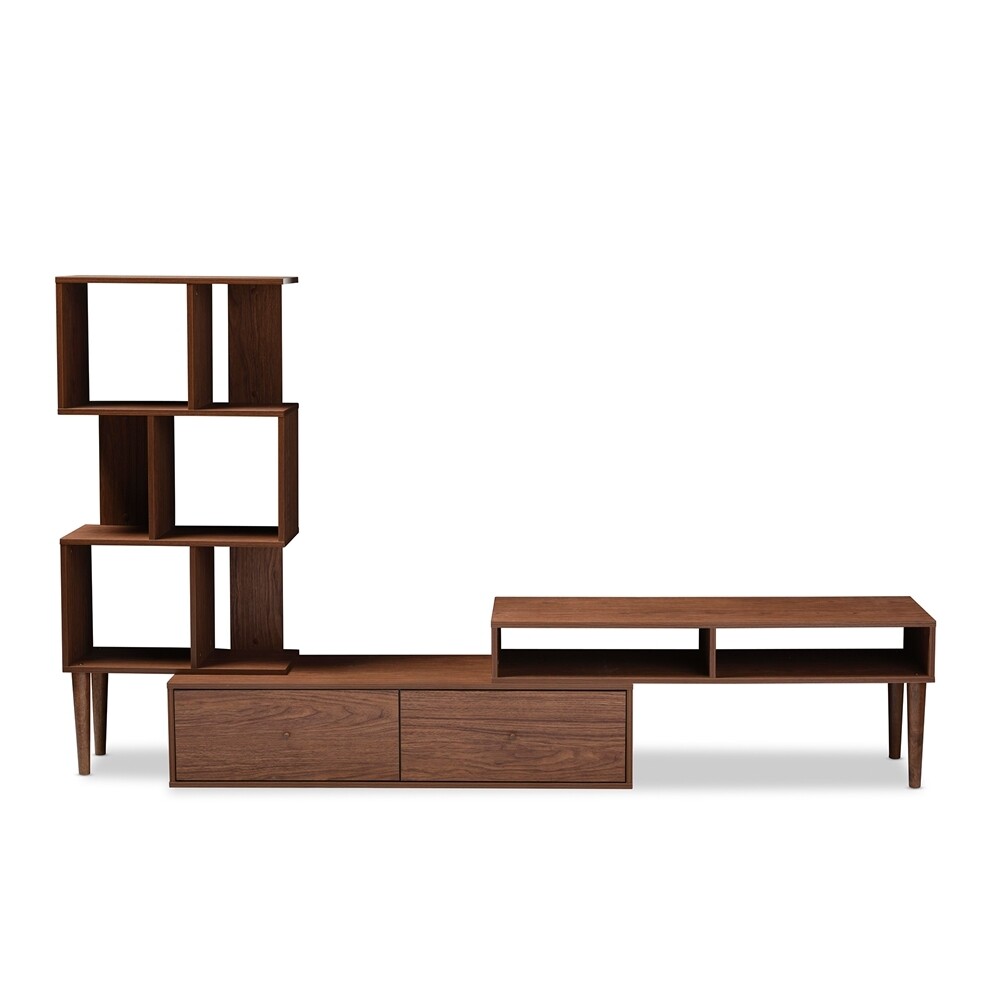 BAXTON STUDIO HAVERSHAM MID-CENTURY RETRO MODERN TV STAND ENTERTAINMENT CENTER AND DISPLAY UNIT