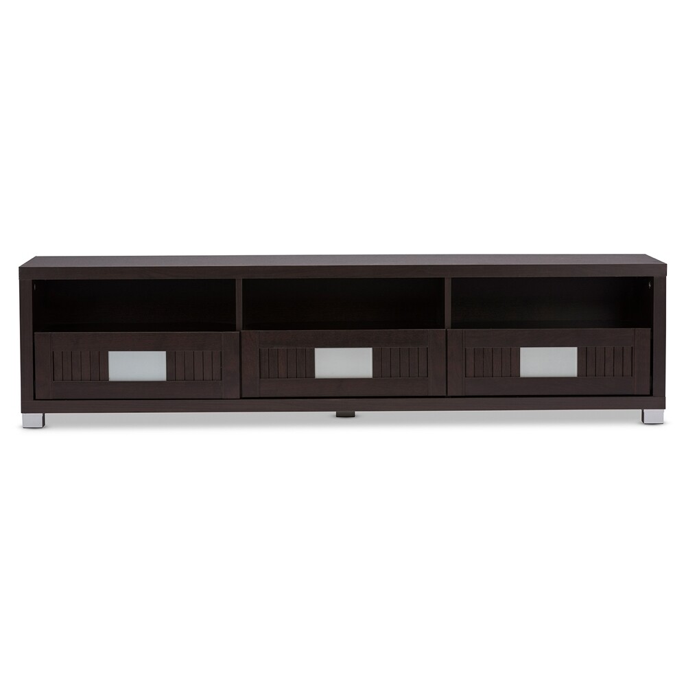 BAXTON STUDIO GERHARDINE DARK BROWN WOOD 63-INCH TV CABINET WITH 3-DRAWER
