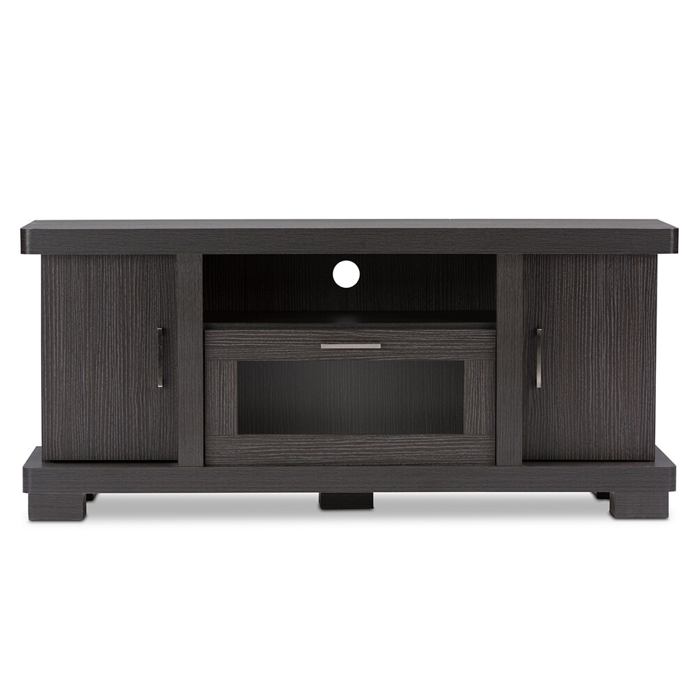 BAXTON STUDIO VIVEKA 47-INCH GREYISH DARK BROWN WOOD TV CABINET WITH 2 DOORS