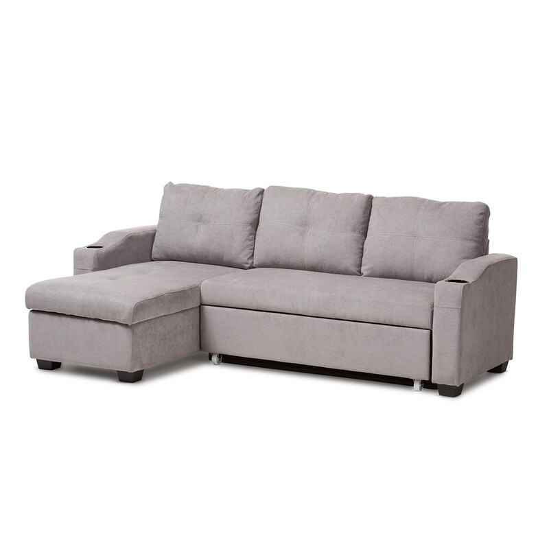 BAXTON STUDIO LIANNA MODERN AND CONTEMPORARY LIGHT GREY FABRIC UPHOLSTERED SECTIONAL SOFA