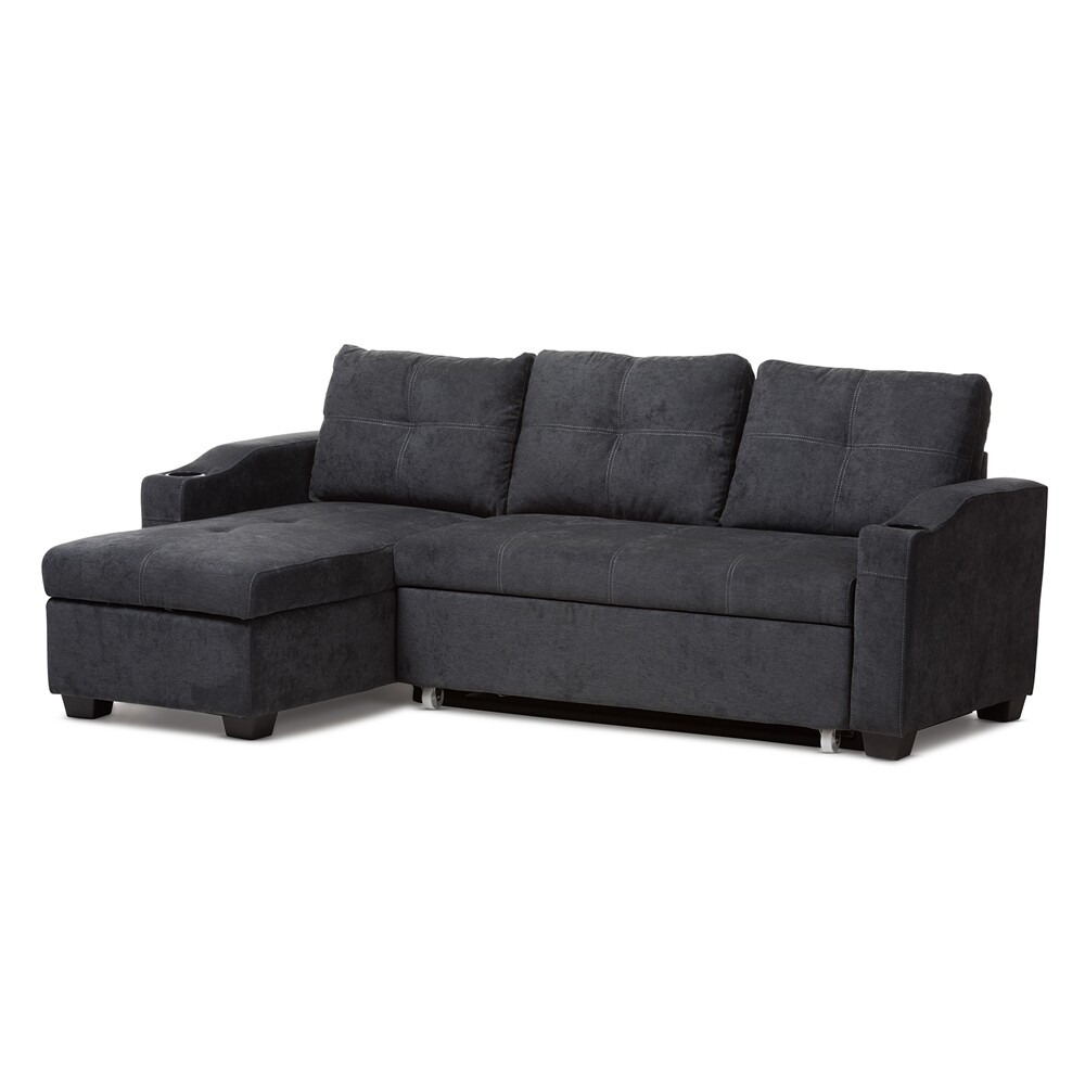 BAXTON STUDIO LIANNA MODERN AND CONTEMPORARY DARK GREY FABRIC UPHOLSTERED SECTIONAL SOFA