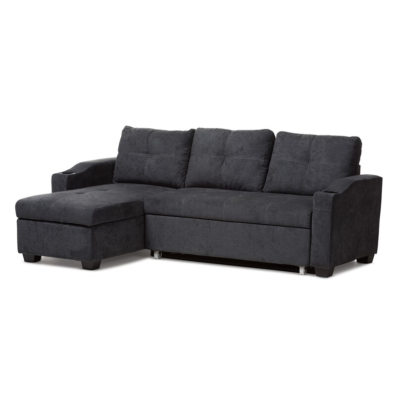 BAXTON STUDIO LIANNA MODERN AND CONTEMPORARY DARK GREY FABRIC UPHOLSTERED SECTIONAL SOFA