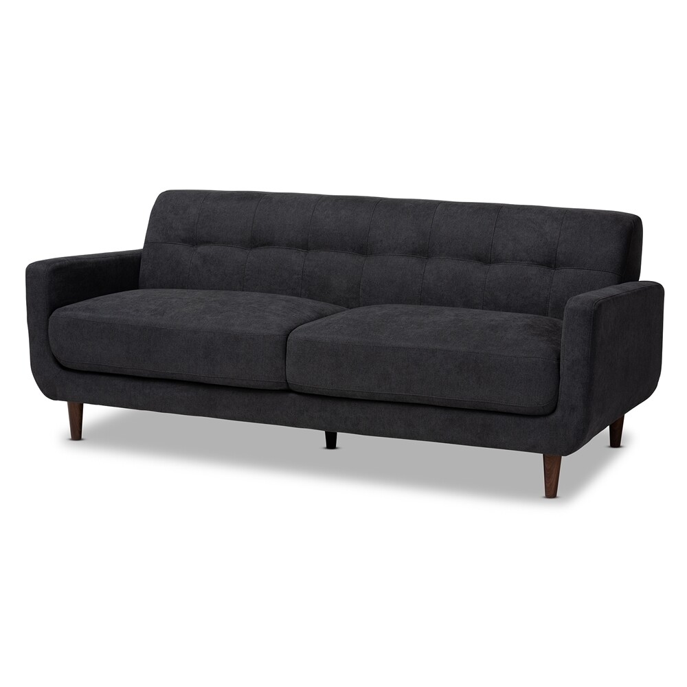 BAXTON STUDIO ALLISTER MID-CENTURY MODERN DARK GREY FABRIC UPHOLSTERED SOFA