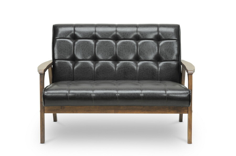 BAXTON STUDIO MID-CENTURY MASTERPIECES LOVESEAT-BROWN
