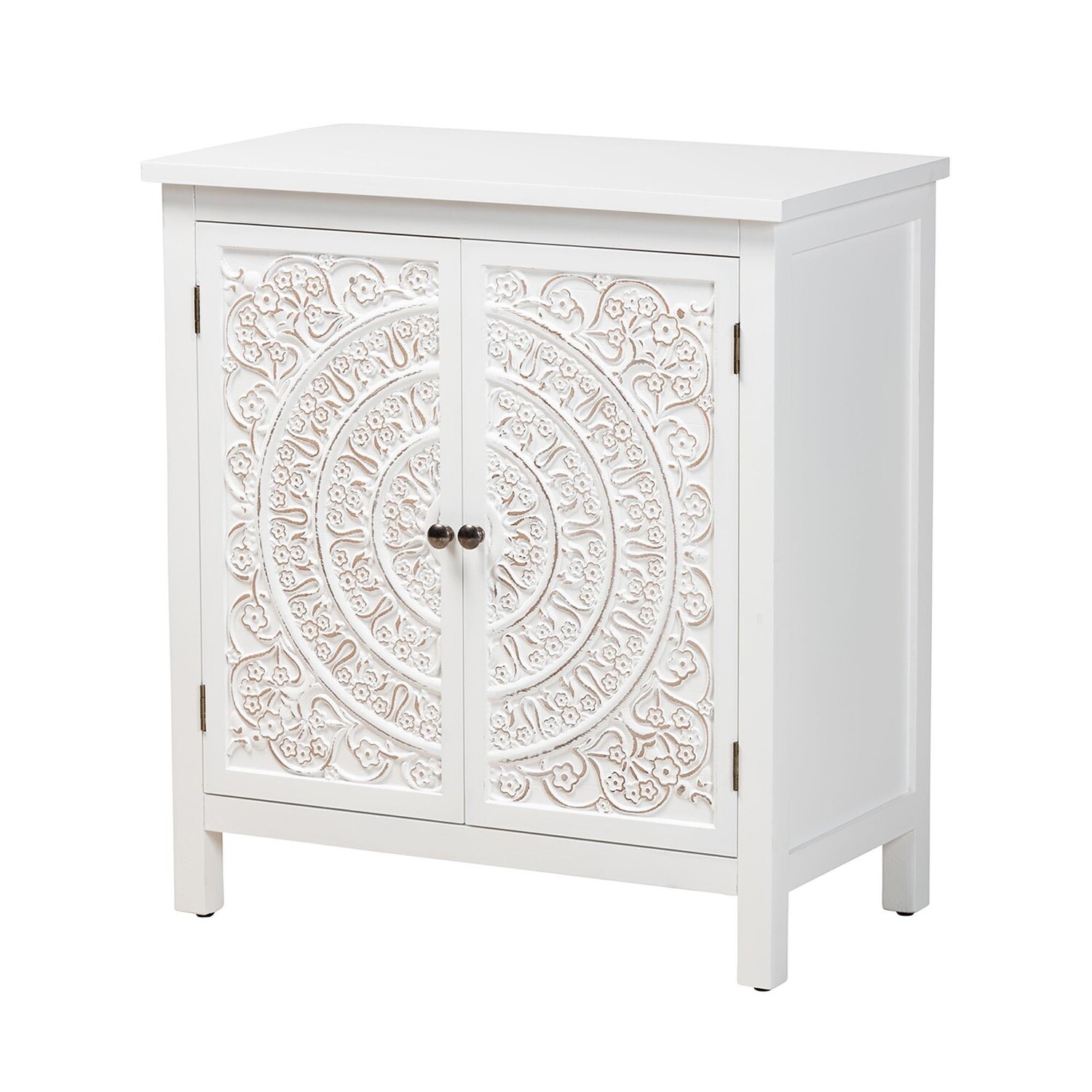 BAXTON STUDIO YELENA CLASSIC AND TRADITIONAL WHITE FINISHED WOOD 2-DOOR STORAGE CABINET