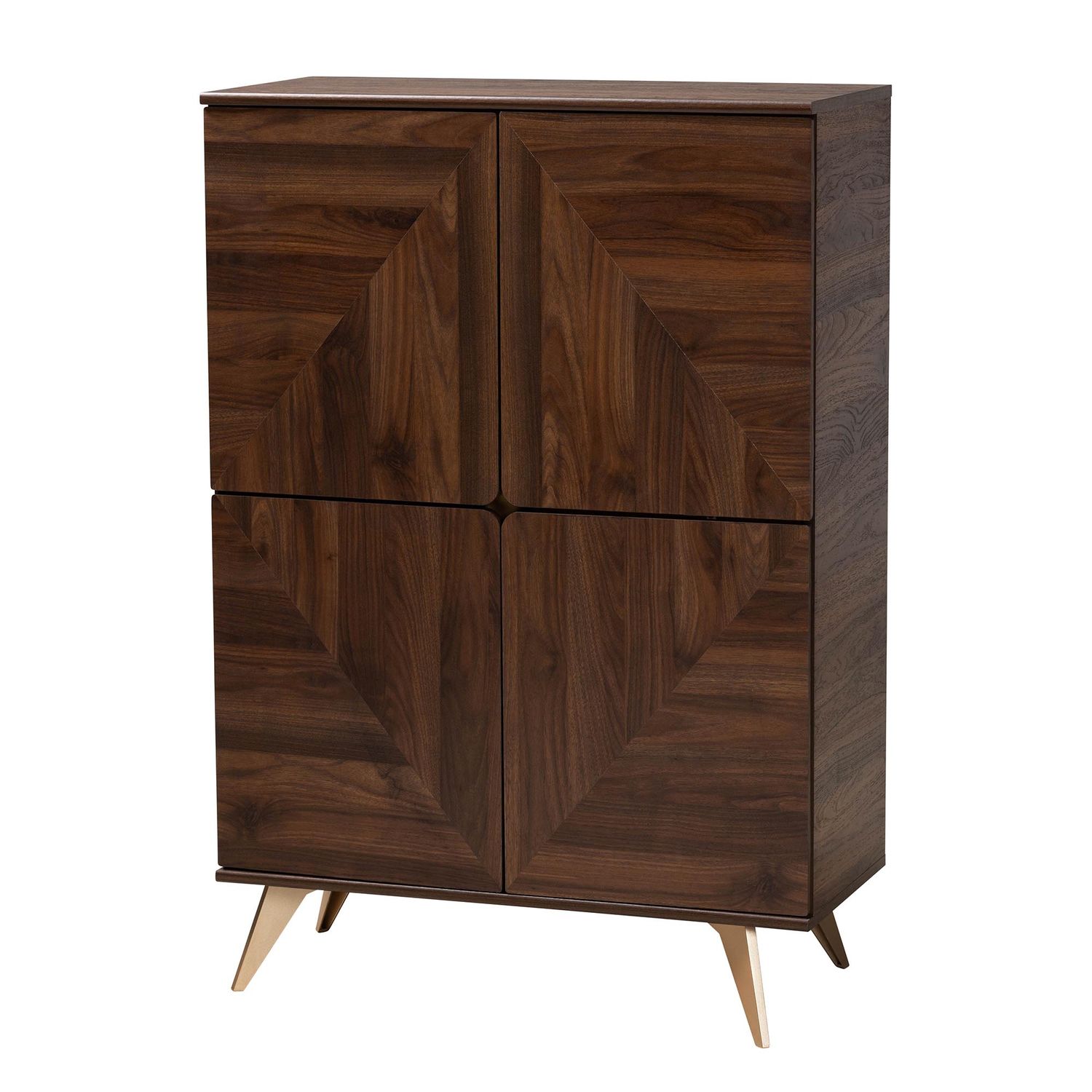 BAXTON STUDIO GRACELAND MID-CENTURY MODERN TRANSITIONAL WALNUT BROWN FINISHED WOOD SHOE CABINET