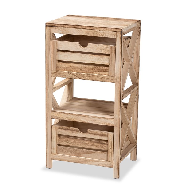BAXTON STUDIO MANDELL MODERN AND CONTEMPORARY NATURAL BROWN FINISHED WOOD 2-DRAWER STORAGE UNIT