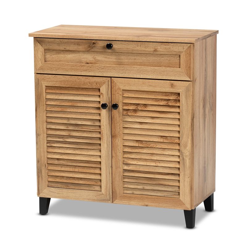 BAXTON STUDIO COOLIDGE MODERN AND CONTEMPORARY OAK BROWN FINISHED WOOD 1-DRAWER SHOE STORAGE CABINET