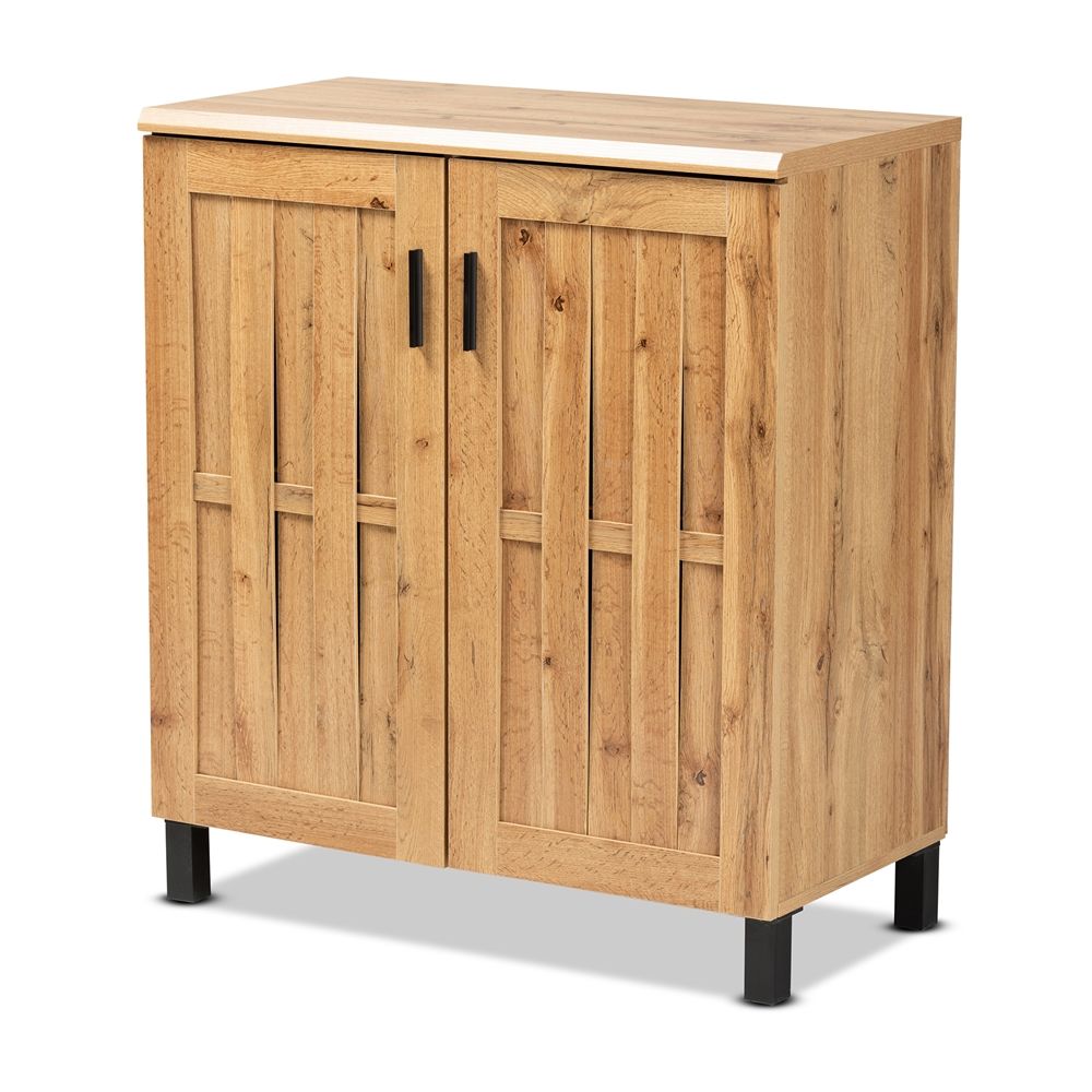 BAXTON STUDIO EXCEL MODERN AND CONTEMPORARY OAK BROWN FINISHED WOOD 2-DOOR STORAGE CABINET