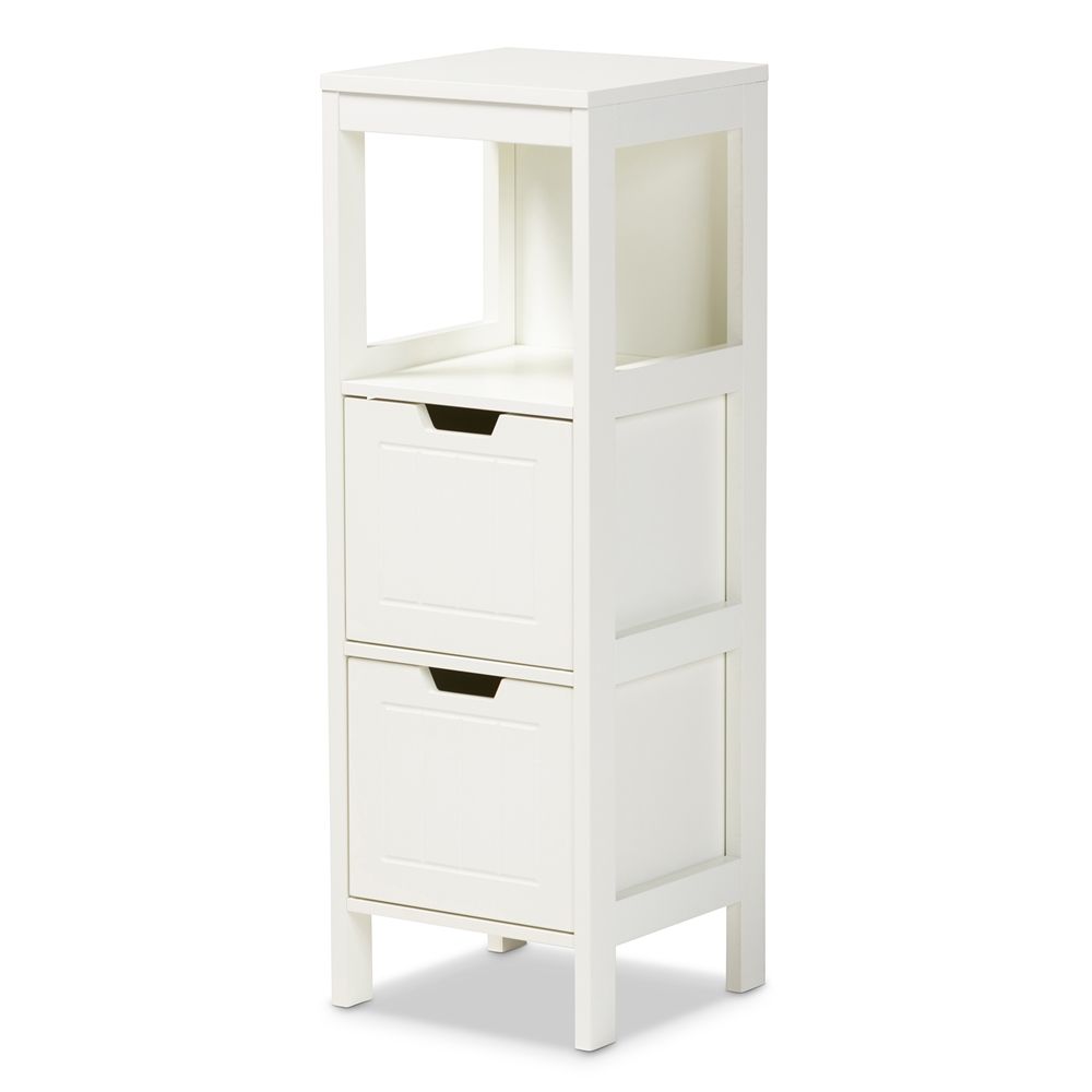 BAXTON STUDIO REUBEN COTTAGE AND FARMHOUSE WHITE FINISHED 2-DRAWER WOOD STORAGE CABINET