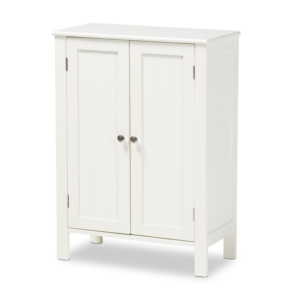 BAXTON STUDIO THELMA COTTAGE AND FARMHOUSE WHITE FINISHED 2-DOOR WOOD MULTIPURPOSE STORAGE CABINET