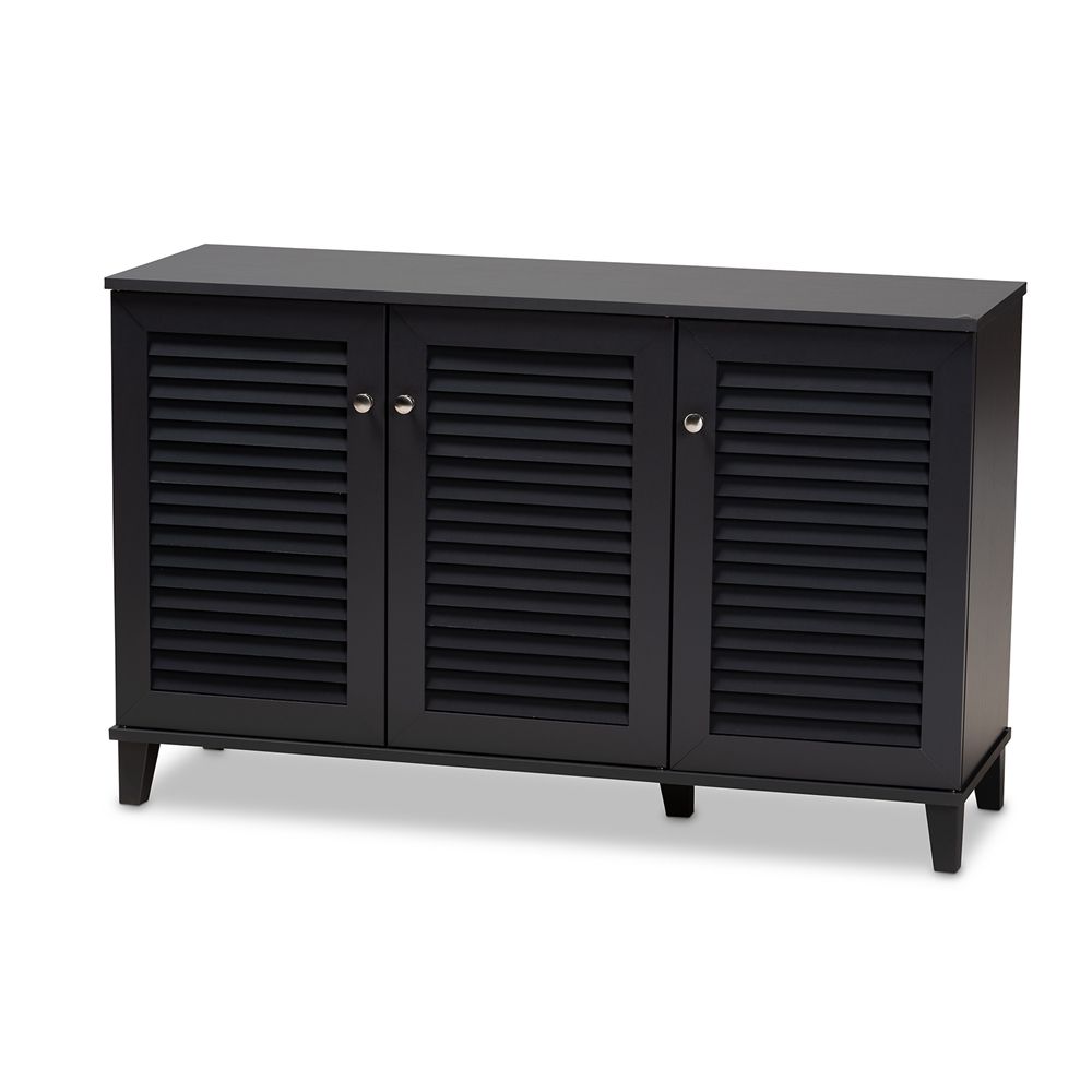 BAXTON STUDIO COOLIDGE MODERN AND CONTEMPORARY DARK GREY FINISHED 8-SHELF WOOD SHOE STORAGE CABINET